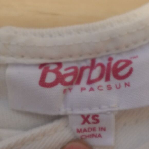 Pacsun Barbie Women XS Top Nikki Zip Up Corset White Denim New - Picture 7 of 12